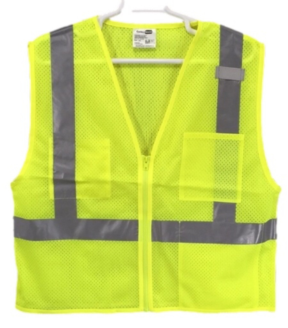 Neon Yellow Safety Vest With Zipper Reflective  L/XL Type R Class 2